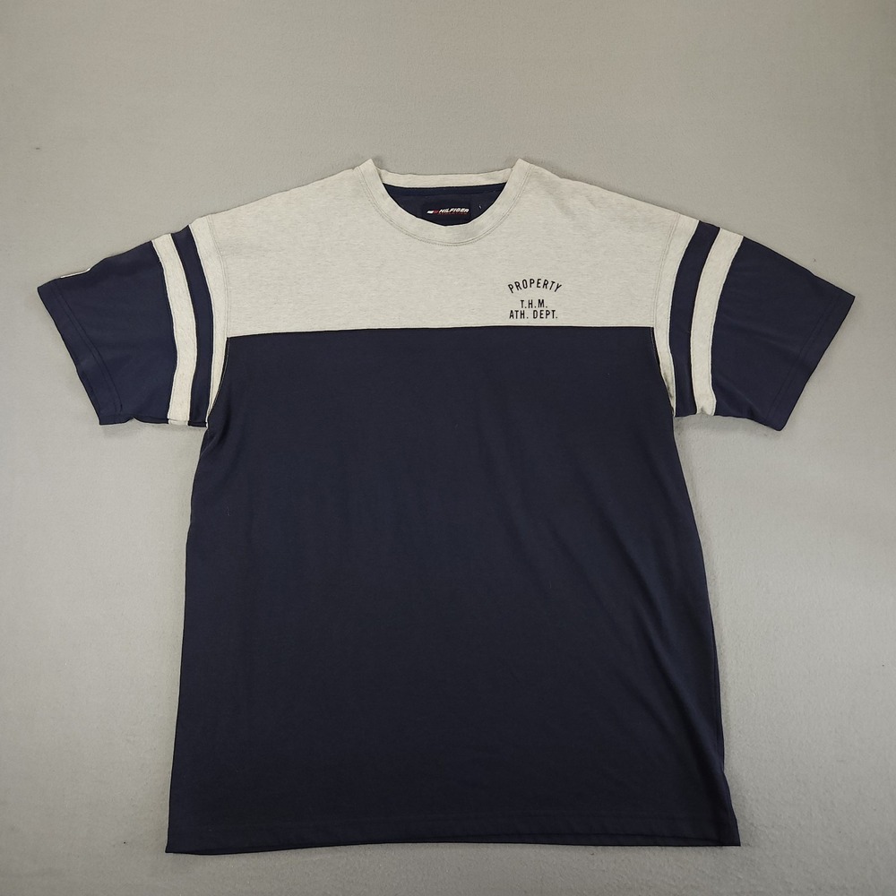 VTG TOMMY HILFIGER Athletics Colorblock T Shirt 90s Blue Mens XL